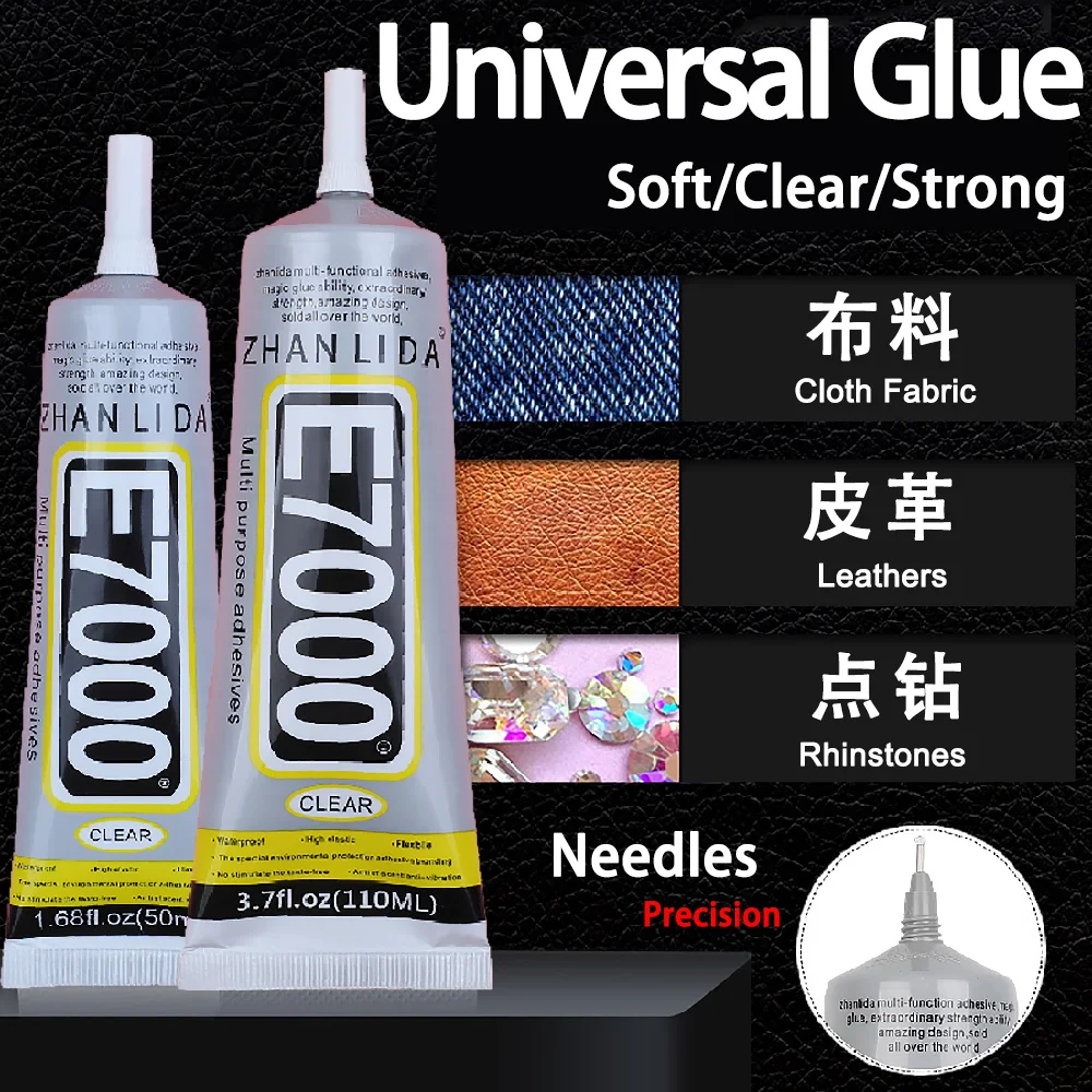 50/110ML E7000 กาวใสผ้าสิ่งทอเสื้อผ้าโลโก้ Patch เครื่องประดับ DIY CRAFT หนังคริสตัล Rhinestone โทรศัพท์กาวอีพ็อกซี่