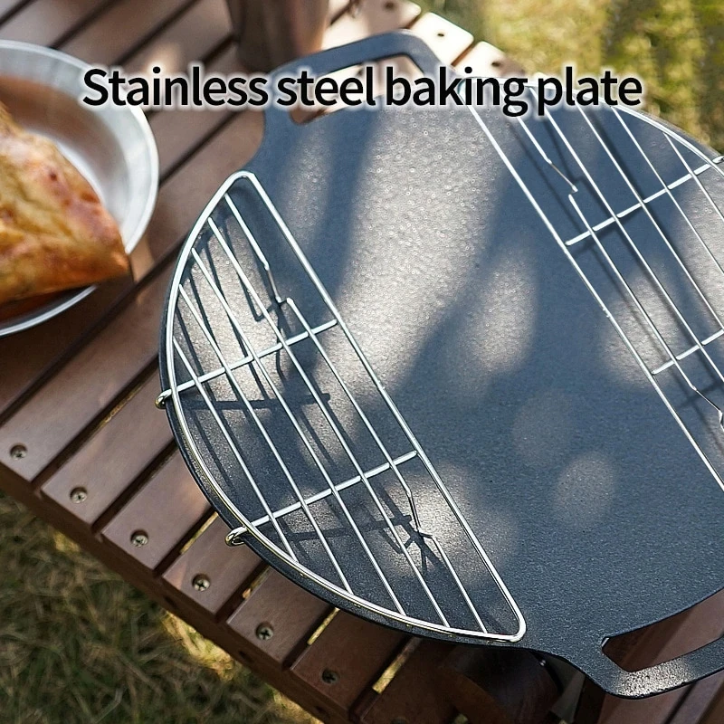 Red para barbacoa al aire libre, rejilla de vapor de acero inoxidable para acampar, sartén para barbacoa, drenaje de carne, parrilla antiquemaduras