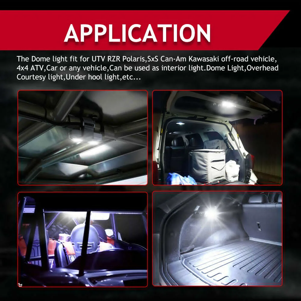 Para can am maverick x3 max r 2017-2025 utv led interior cúpula luz 12v barra de rolo universal 1 "- 4" montagem com botão de pressão branco