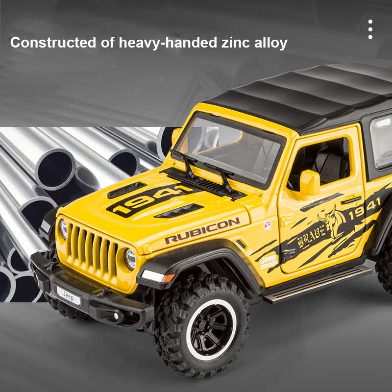 1:32 jeeps wrangler rubicon off-road liga modelo carro brinquedo diecasts fundição de metal som e luz carro brinquedos para crianças veículo