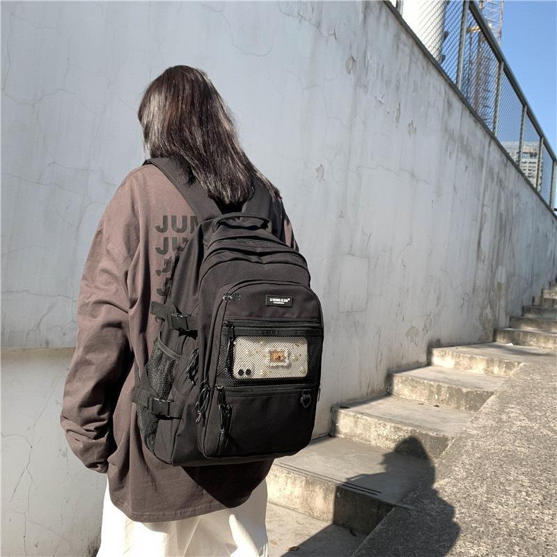 2025 Large Capaci Travel Backpack Women's Double-Shoulder Bag Cool Retro Workwear Sle for College Students Fashionable