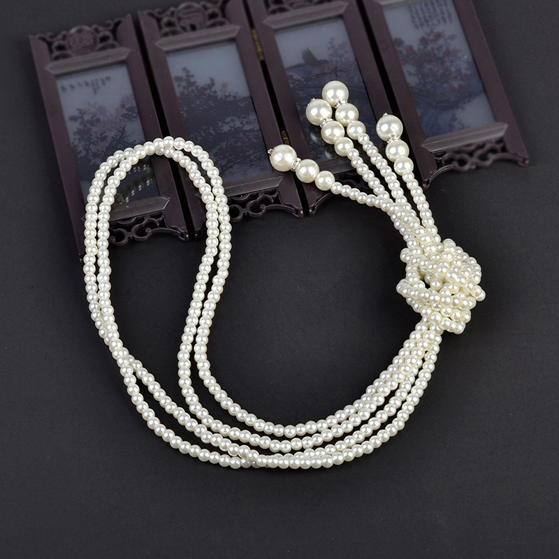 Collar de perlas de los años 20, accesorios de Gatsby de perlas de imitación a la moda, joyería de disfraz Vintage, collares de crema para mujer