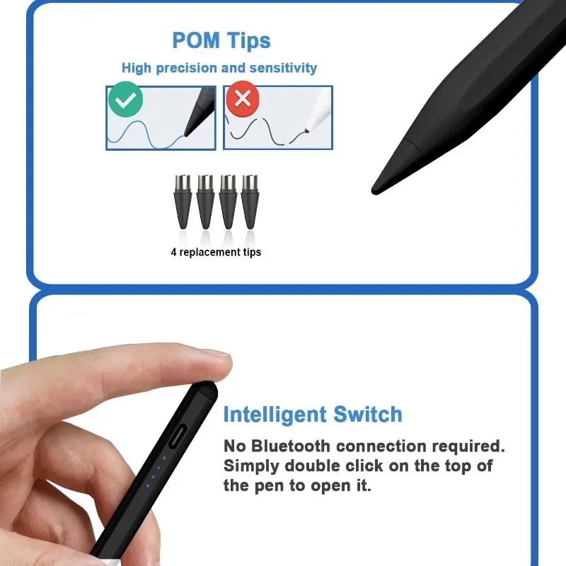 Bolígrafos ópticos para Samsung Galaxy Tab S9FE FE + S9 + S8 + S7 + S7FE S6lite A7 A8 A7lite y700 lápiz de sensibilidad de inclinación recargable para iPad