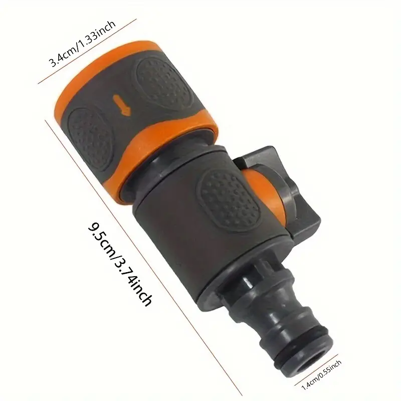 Adaptador de manguera de jardín de conexión rápida con válvula de cierre, apto para mangueras de 1/2", 3/8", 1/4", y 3/4", ideal para césped, jardines, lavado de autos