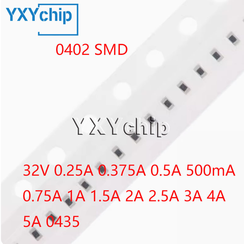 20 pz 0402 Smd Fusibile ad azione molto veloce 32 v 0.25a 0.375a 0.5a 500ma 0.75a 1a 1.5a 2a 2.5a 3a 4a 5a 0435 Serie Nuovo Originale