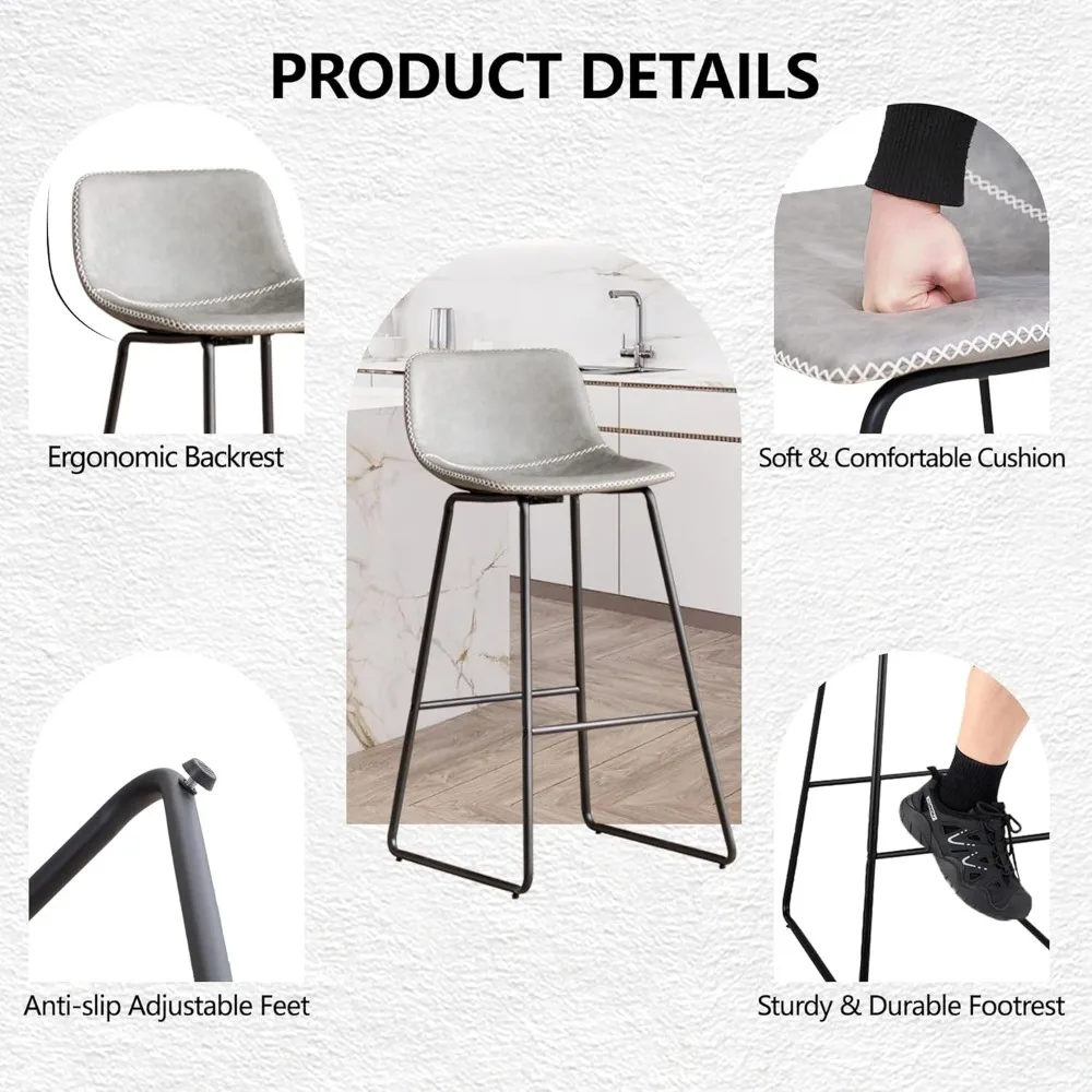 Counter Height Bar Stools Set of 4, Counter Stools with Backs, Modern Barstools for Kitchen Island, Bar Stools 26 Inch Seat Hei