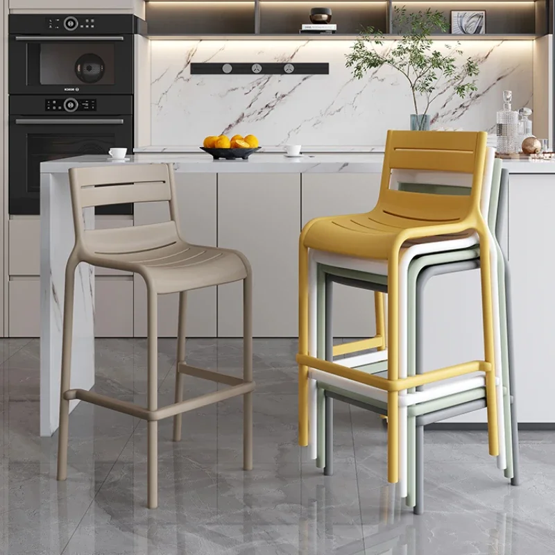Silla de Bar de plástico de lujo, Taburetes Altos, muebles de Cocina modernos, estilo nórdico, para recepción al aire libre
