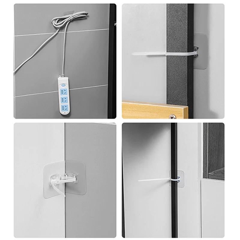 10PCS Strong Self-adhesive Bookshelf Shoe Cabinet Wardrobe Wall Bracket Fixed Patch For Child Protection No Punching To Prevent