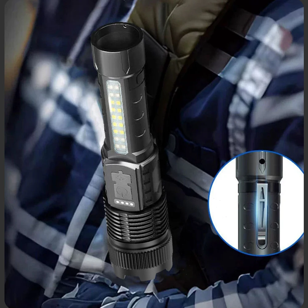 High Power LED Taschenlampe USB Aufladbare Taschenlampe Starke Licht Taschenlampe Long Range Taktische Zoom Lampe Outdoor Camping Laterne