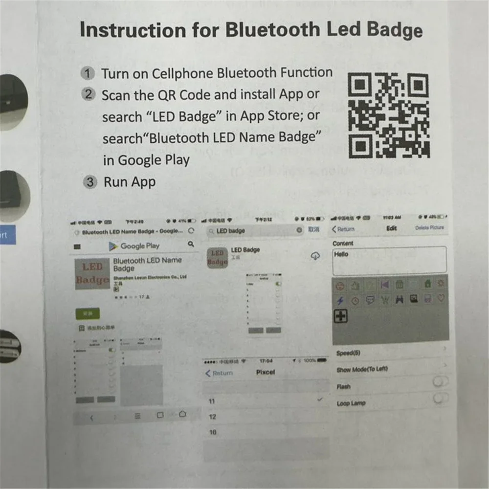 Módulo LED Bluetooth, insignia de nombre, tablero de mensajes desplazable programable, Mini pantalla LED HD, Kit electrónico DIY