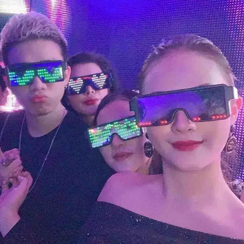 Gafas luminosas LED sin Control por aplicación, gafas de sol luminosas para fiesta, gafas de neón con carga USB, luz intermitente, utilería para fiesta y Carnaval