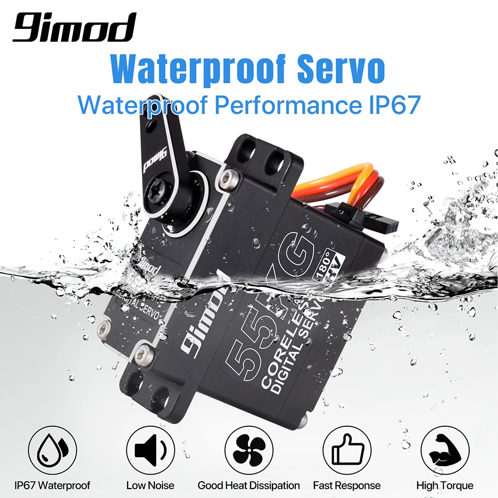 9imod 55กก.กันน้ําServo IP67 180/270 Magnetic SensorแรงบิดสูงCoreless Digital Servoเกียร์โลหะเต็มรูปแบบสําหรับ1/8 1/10 RC Cars