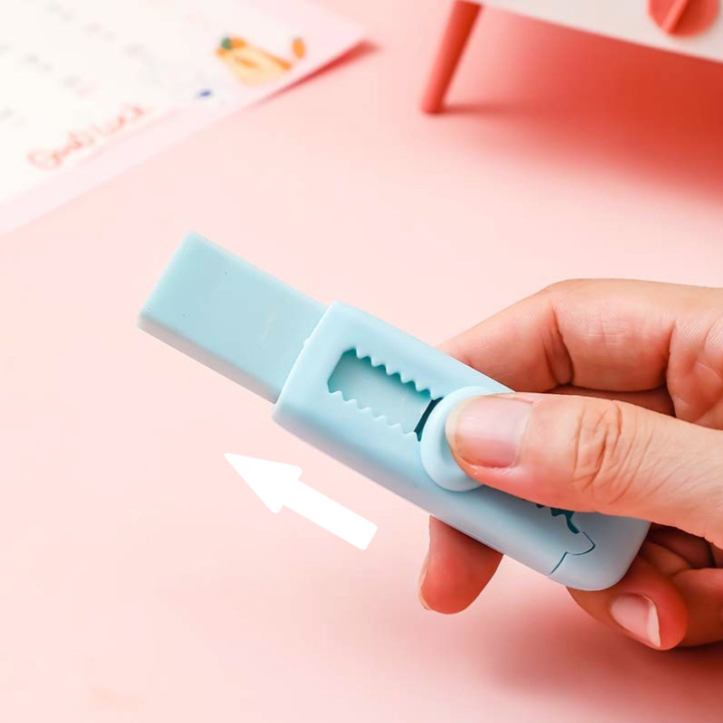 【1 Eraser+2 Refills】 Creative Push-pull Design Eraser Set Student School Office Stationery Supplies