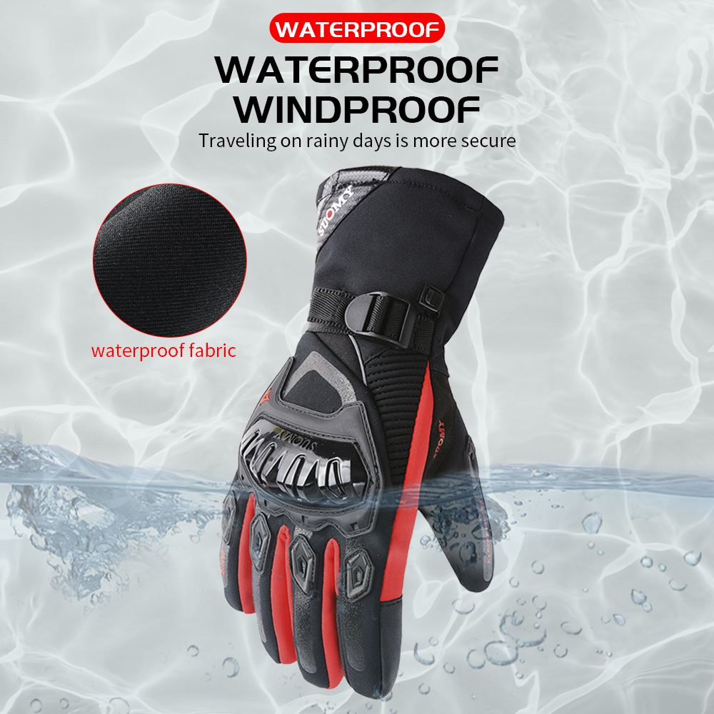 겨울 따뜻한 오토바이 장갑 방풍 방수 Guantes 모토 오토바이 타기 장갑 터치 스크린 모토 크로스 장갑 블랙