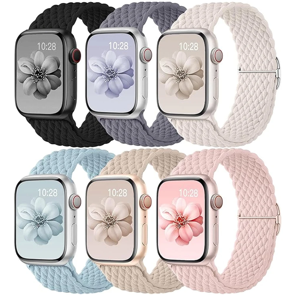 Плетеный нейлоновый ремешок для Apple Watch Band Ultra 2 49 мм Серия 10 46 мм 42 мм 44 мм 40 41 мм Регулируемый браслет IWatch 9 8 7 6 SE 5 4