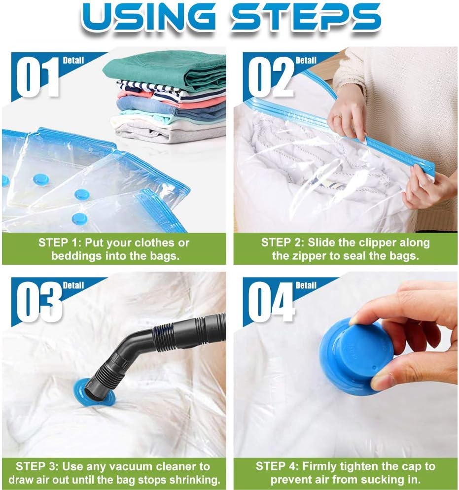 Bolsas ahorradoras de espacio para almacenamiento al vacío con bomba manual comprimida para ropa, mantas de artículos cómodos