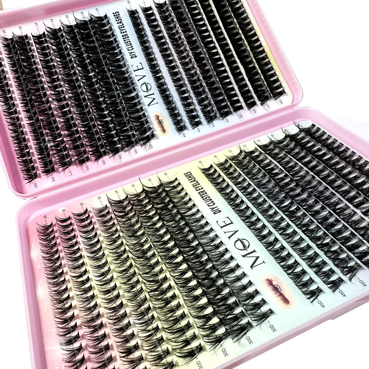 ใหม่ 640 Cluster Lashes Kit 5D Fluffy หนา Eyelash Extension Kit ปริมาณผสมถาด Faux Mink Lashes Lash แต่งหน้า