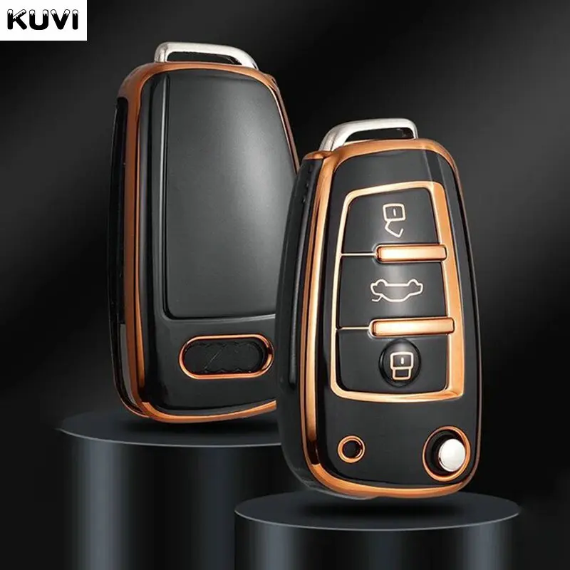 Kuvi TPU funda para llave de coche para Audi A3 A4 B6 B7 B8 A6 C5 C6 RS3 S1 S3 Q3 Q5 Q7 TT Protector soporte sin llave Auto Fob