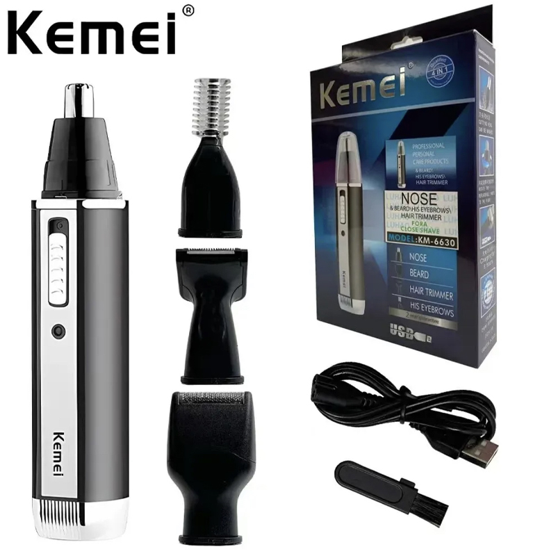 Kemei-6630 nariz aparador de pêlos para nariz orelha limpador recarregável nariz trimmer barba trimer para homens barbeador sobrancelha aliciamento conjunto