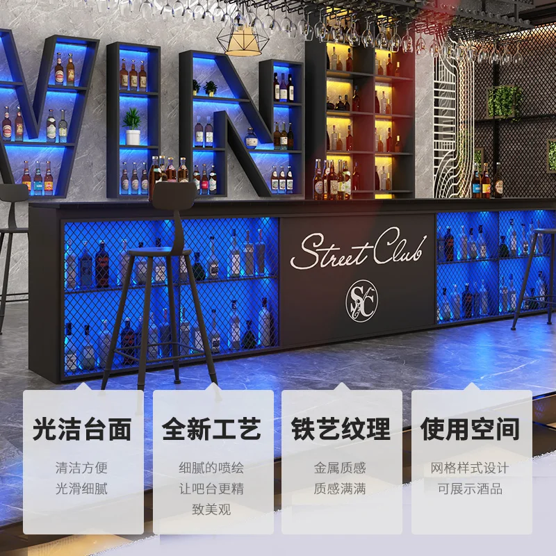 Iron front desk reception desk clear bar barbecue shop hot pot restaurant industrial style bar bar checkout page