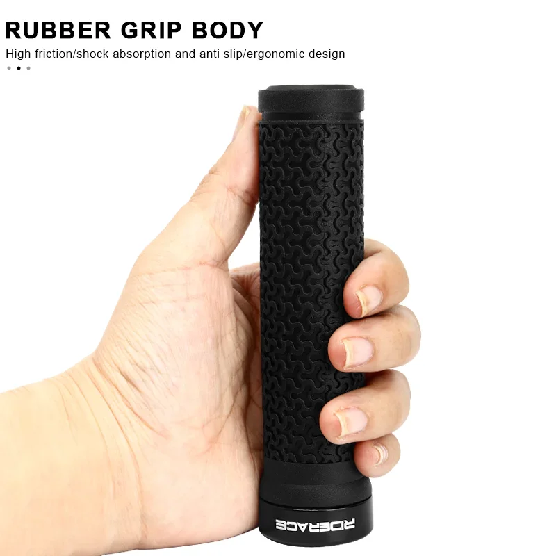 Riderace bicycle handle bar grips MTB mountain bike soft single-sided locking handlebar cover plug rubber non-slip cycling grip