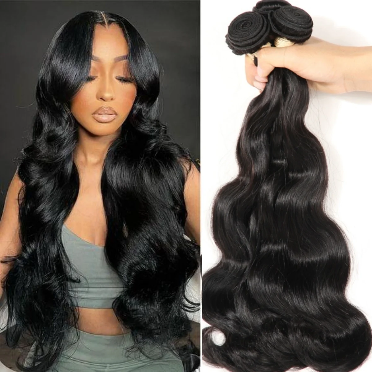 Onda do corpo extensões de cabelo humano pacotes encaracolados tecelagem de cabelo brasileiro 100% pacotes de cabelo humano 8-26 28 30 Polegada 1/3/4 pacotes 50g