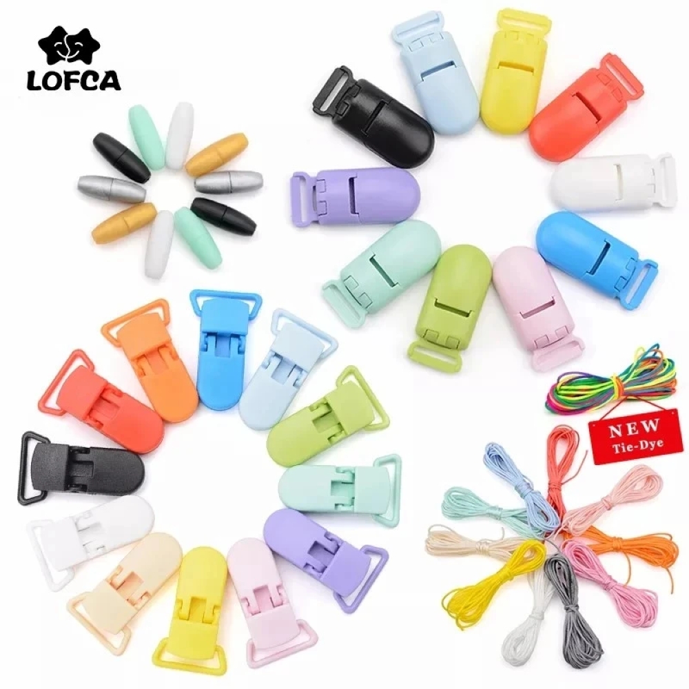 Baby Beißringe Schnuller Clip Kette Zubehör Bunte Nylon Schnur Kunststoff Abtrünnige Verschlüsse Für Zahnen Halskette Sicher
