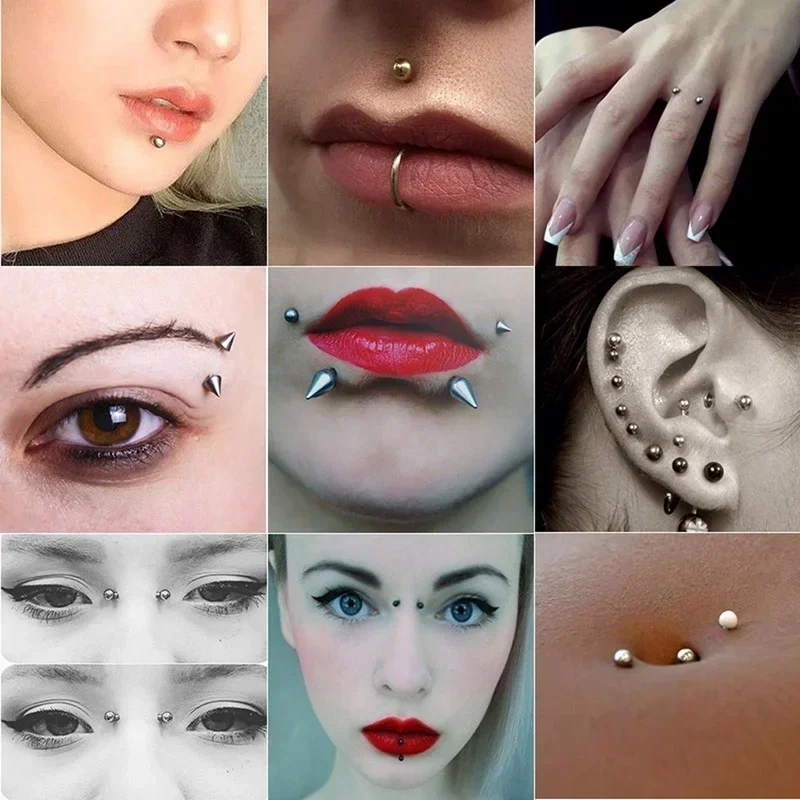 58 Uds. Pegatina para uñas de labios sin perforación autoadhesiva impermeable reutilizable labio falso uñas ceja nariz anillo cuerpo ombligo joyería