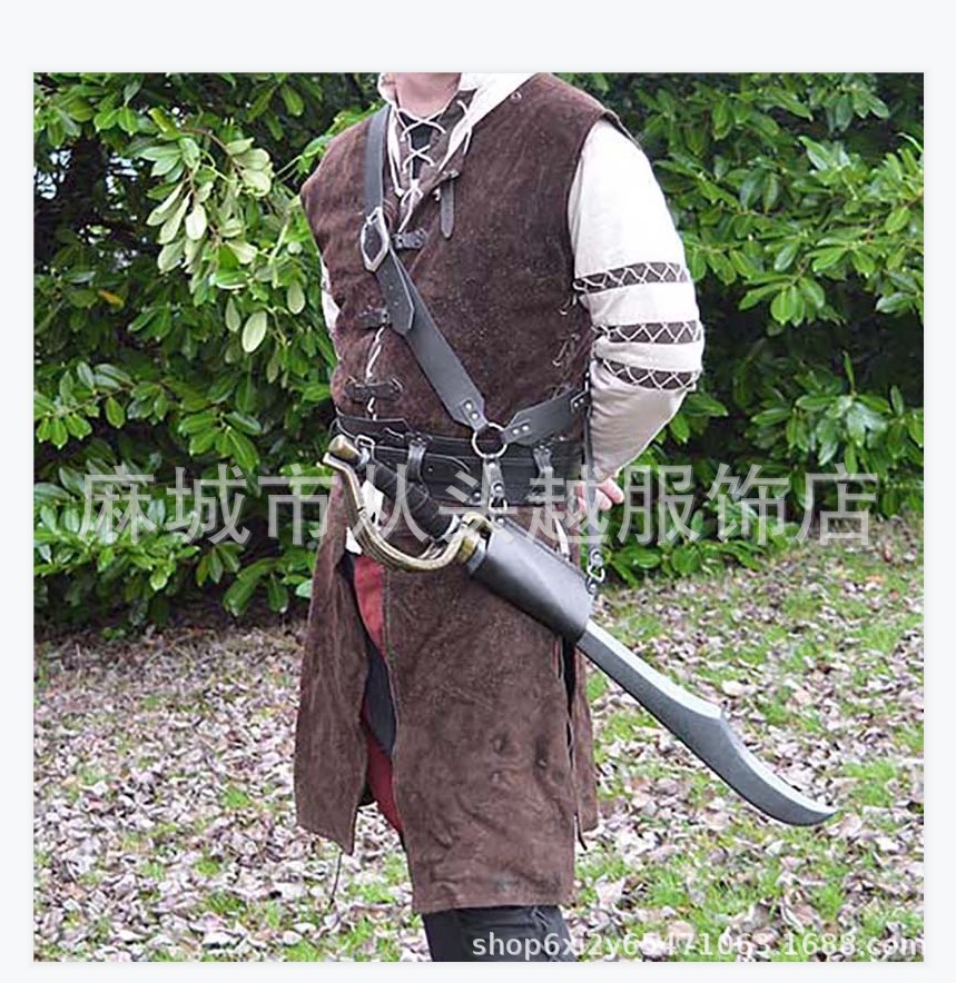 中世のサムライクロスボディベルトバックル、PUソードホルスター、ステージシアターパフォーマンス、コスプレ写真、肖像画の小道具、武器なし