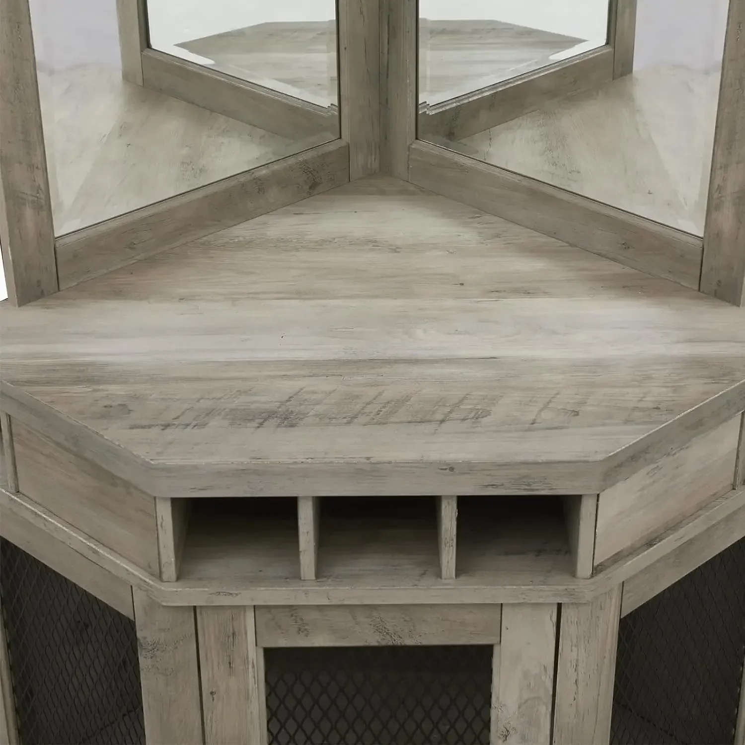 White Corner Bar Unit 73" With Built-in Wine Rack And Lower Bar Cabinet For Liquor And Glasses Storage 23.6"D X 31.5"W X 73"H