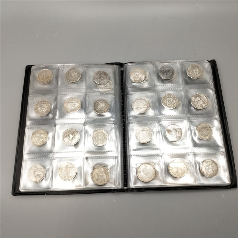 Livro de coleção de moedas antigas da China 120 moedas de prata (a cor da pele externa é aleatória)