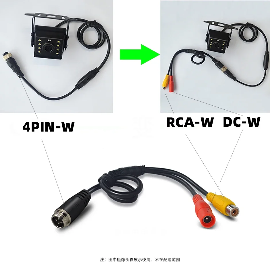 QXNY 4Pin cabeza de aviación macho/hembra a RCA AV/hembra DC convertidor adaptador de enchufe de Cable múltiple para Monitor de cámara trasera de coche