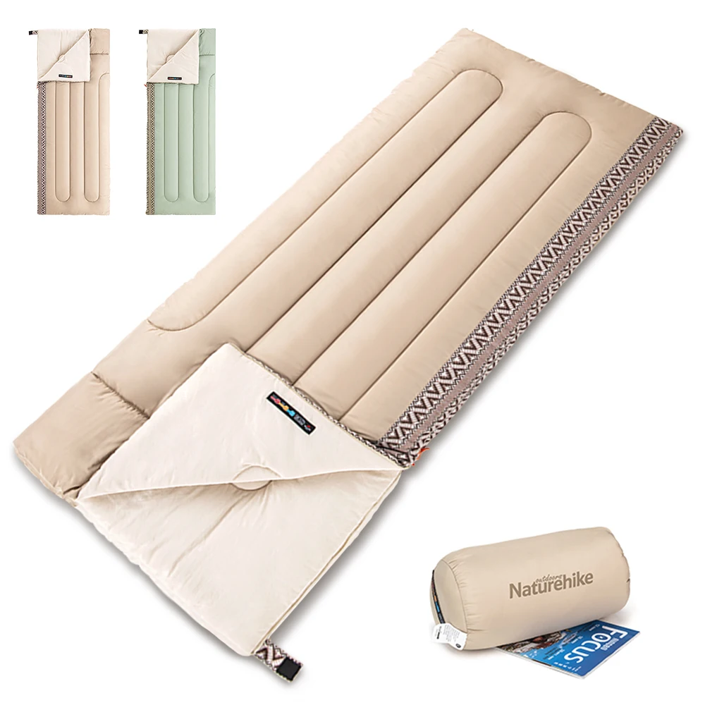 Naturehike-saco de dormir para acampar, ultraligero, para verano, primavera y otoño, saco de dormir de algodón para exteriores, artículos esenciales para acampar empalmables