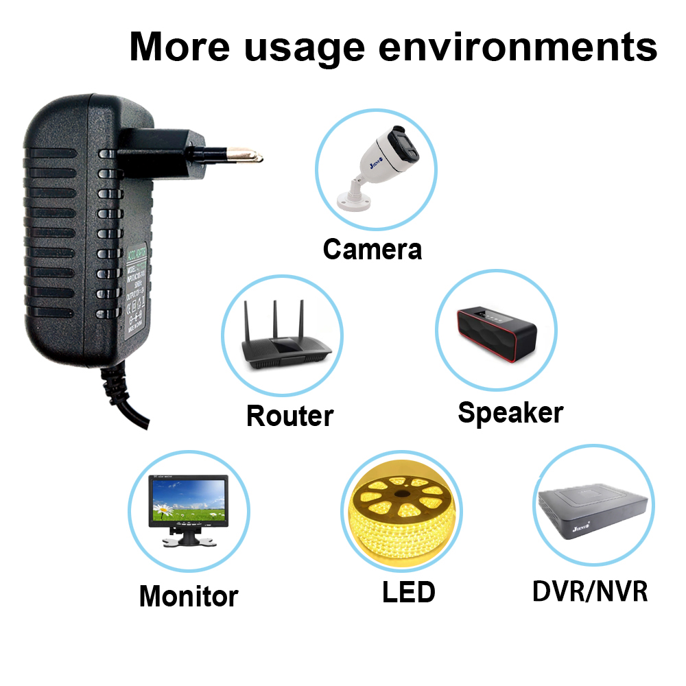Power Adapter AC 100-240V Input DC Output Supply Charger EU/US 12V Universal Adapter Converter Plug for Camera DVR LED Robot LED