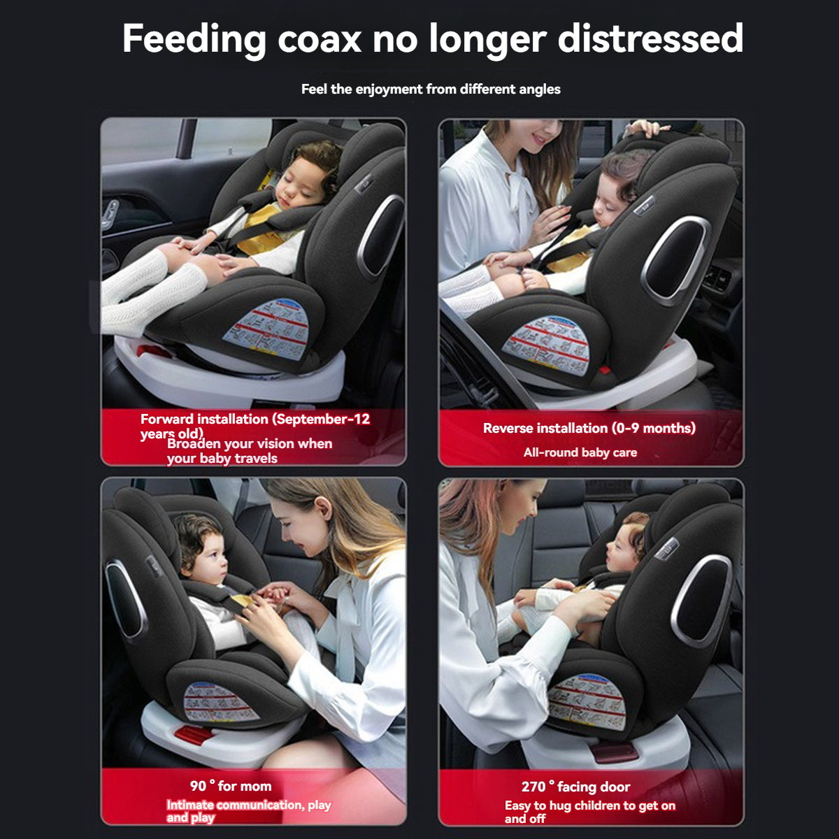 Assento de segurança reclinável assento de carro, 360 graus giratório criança assentável, interface difícil, carro do bebê, mar