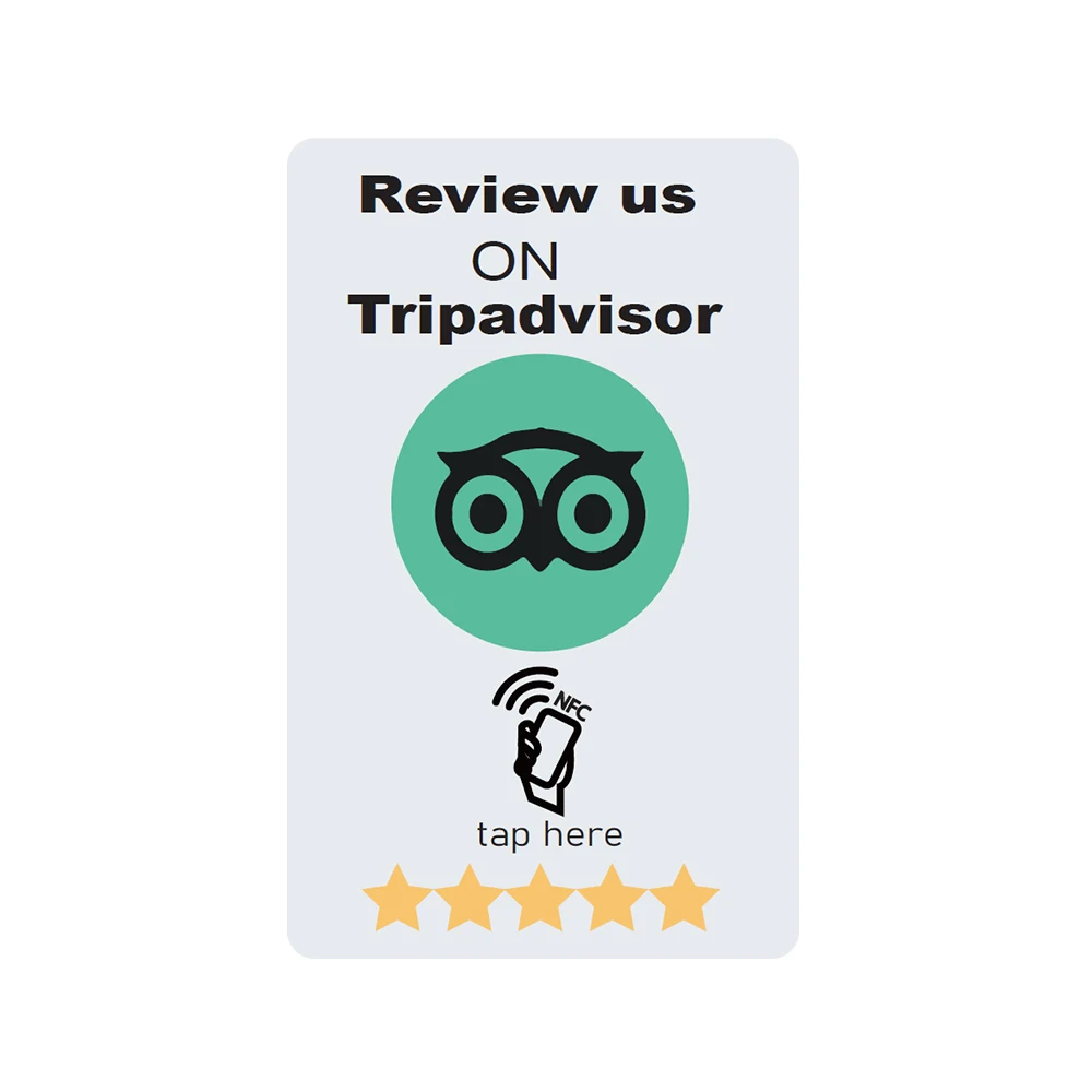 Review us on Google Trustpilot Tripadvisor Reviews NFC Tap Cards NTAG215 504bytes NFC-Enabled Google Reviews Cards