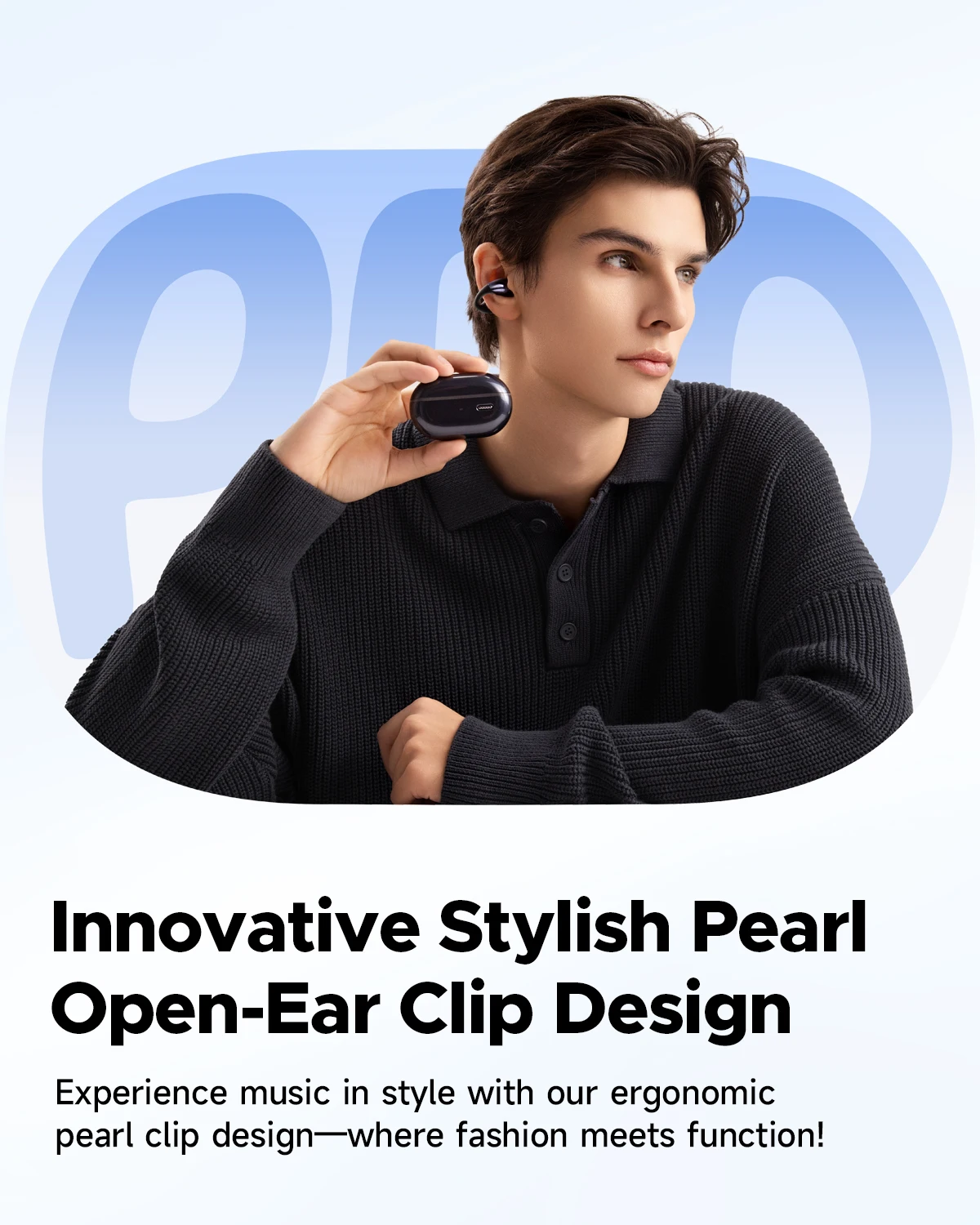 SoundPEATS PearlClip Pro Auriculares inalámbricos Bluetooth 5.4 Auriculares Opean-Ear con llamada clara AI ENC, conexión multipunto, IPX5