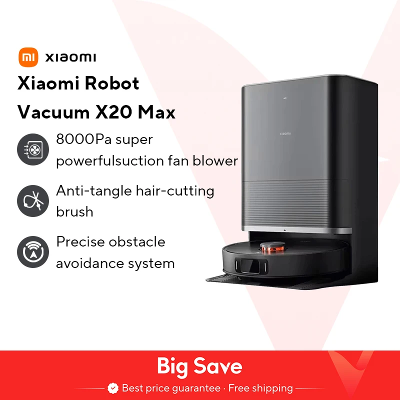 Xiaomi-Aspirateur robot X20 Max, commande vocale, collecte automatique de la poussière, balayage de toute la maison, livres liquides pour cheveux, version globale