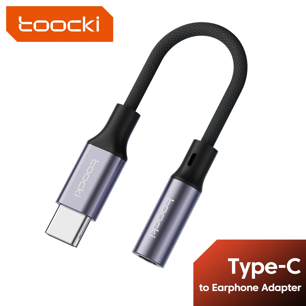 Toocki Typ C auf 3,5 mm Kopfhörer-Audiokabel, Kopfhörer-Adapter, USB C auf 3,5 mm Klinke, Audio-AUX-Kabel für Xiaomi 13, Huawei, Samsung