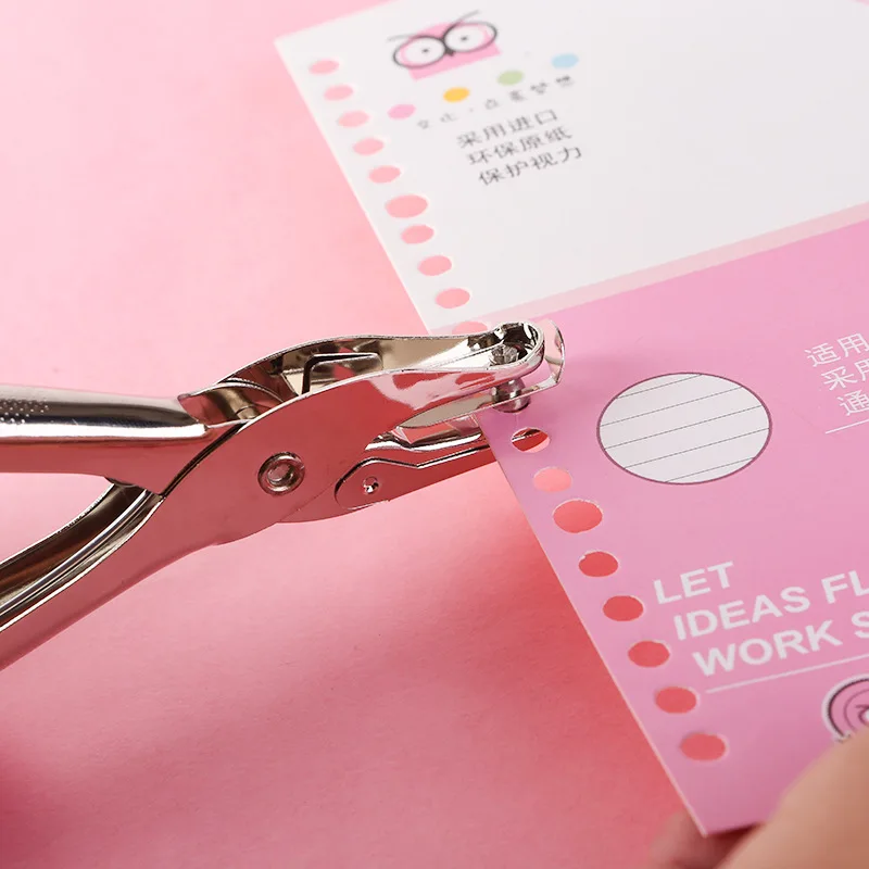 Single Handheld Circle Shaped Hole Puncher 8 Sheet Capacity 3mm 6mm of Diameter of Hole Paper Punch for Office Supplies