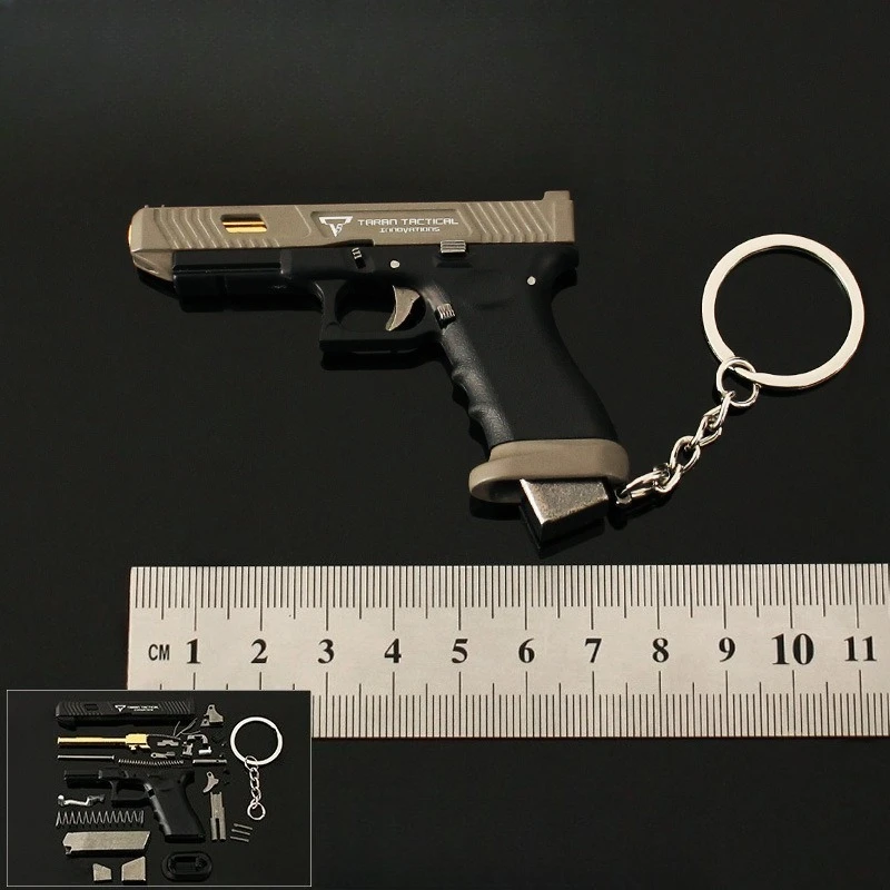 7cm/2.75in Game Peripheral TTI G34 Glock Toy Gun Keychain 1:3 Removable Semi-alloyed Nylon Metal Pendant Models Boys Gifts Craft