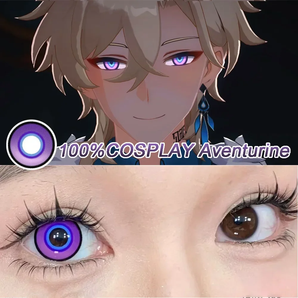 1pair Aventurine Cosplay Color Contact Lenses Halloween Anime Contacts Honkai Star Rail