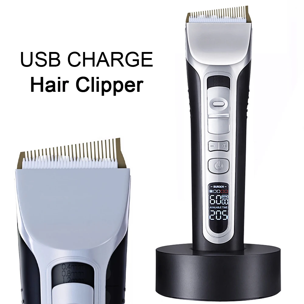 Tóc USB Tóc Sạc Điện Gốm Titan Lưỡi Dao LCD Chuyên Nghiệp Công Suất Mạnh Tiệm Cắt Tóc