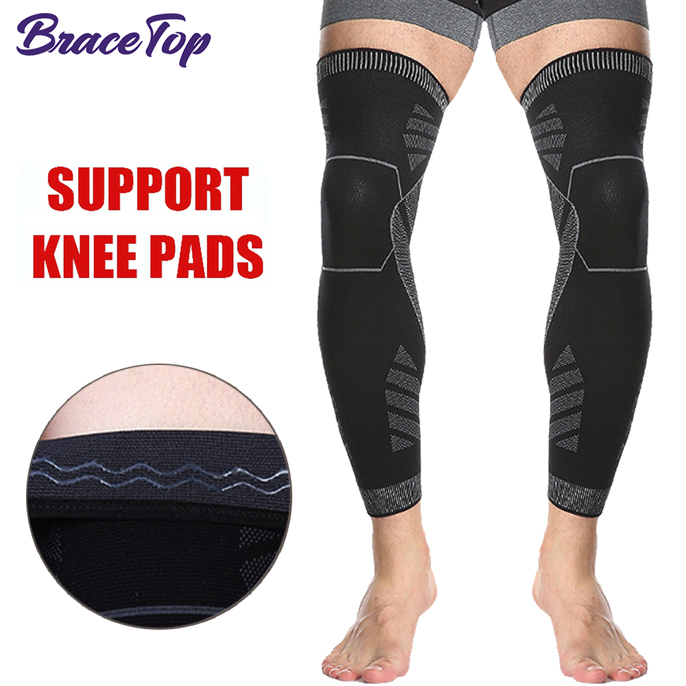 BraceTop Mangas de compresión de pierna larga, rodillera larga de manga completa para pierna, soporte para rodilla, protege el baloncesto, fútbol, alivio del dolor de rodilla