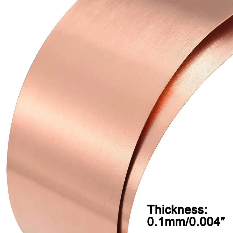 1 pz Rotolo di piastra di rame 0,01-1mm di spessore x7mm-300mm di larghezza Piastra di lamina di rame 99,9% rame puro Cu Foglio di metallo Lunghezza: 100-1000mm
