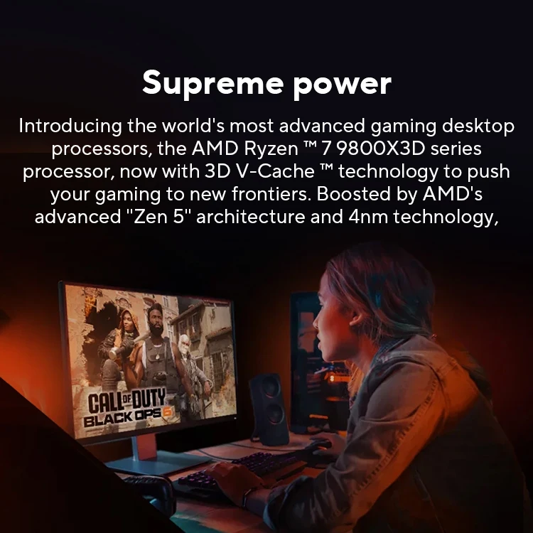 AMD Ryzen™ 7 9800X3D New Processor , 3D V-Cache  8C/16T 120W up to 5.2 GHz, L3=96M 100-100001084 Socket AM5 but without cooler