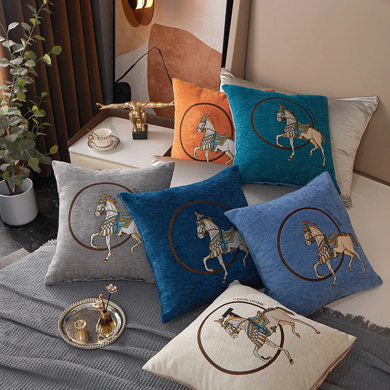 Funda de almohada de chenilla, funda de cojín cuadrada, funda de almohada informal para sofá, almohada para el hogar, decoración decorativa moderna
