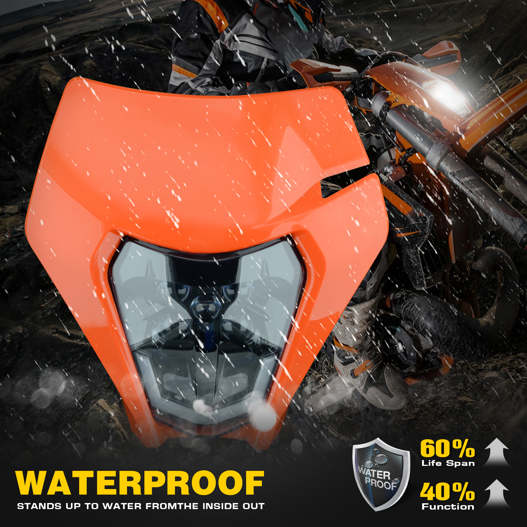 Powerzone Motocyklowy reflektor LED do KTM EXC XC SX MX XC 125 250 300 450 Supermoto Enduro Uniwersalne reflektory Dirt Bike