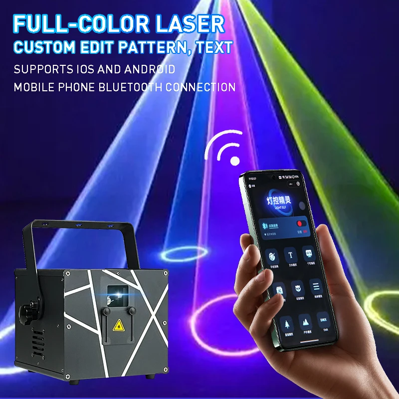MIKOY 3w 4w 5w Laser RGB z Bluetooth, Sterowanie Aplikacją Mobilną, DMX, Światło Disco do Klubu Nocnego, Pokazów, Imprez Domowych, Wesel, Oświetlenie Sceniczne