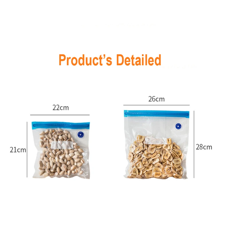 Bolsa de vacío de 5 uds/10 piezas, aire comprimido, reutilizable, almacenamiento de alimentos, sellado al vacío, resistente a la humedad, embalaje de bolsa sellada al vacío